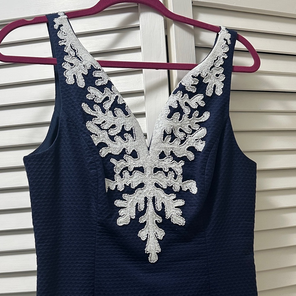 Lilly Pulitzer navy cotton pique shift dress Navy
